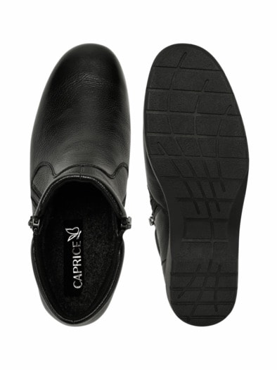 Doppel-Reißverschluss Stiefelette Schwarz