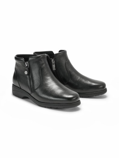 Doppel-Reißverschluss Stiefelette Schwarz
