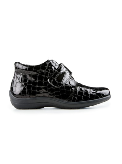 Klett-Bootie Federleicht Schwarz Lack