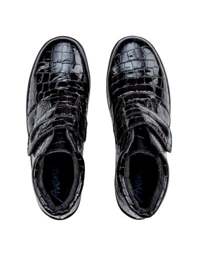 Klett-Bootie Federleicht Schwarz Lack
