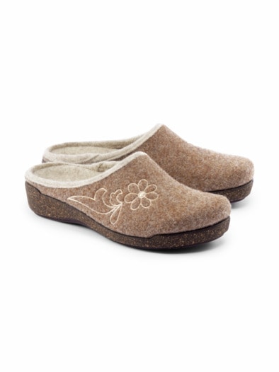Federleicht-Filz-Pantolette Beige