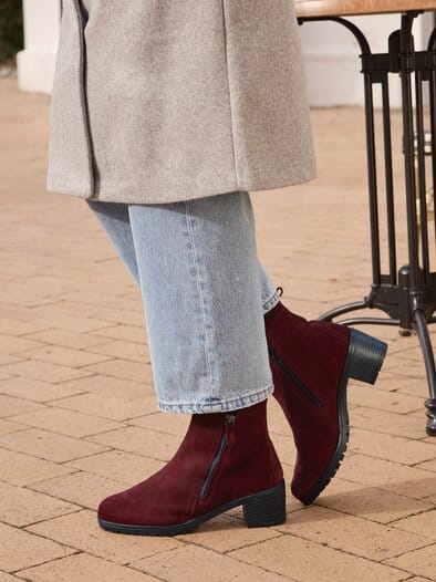 Hallux-Stiefelette Kuschelweich Bordeaux