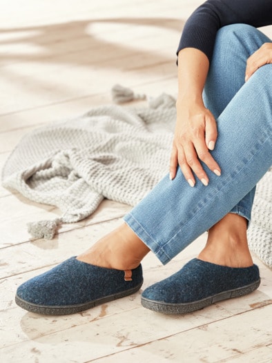 Woll-Pantolette Naturkomfort Marine