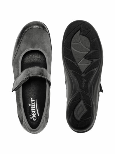 Hallux-Klettballerina Extra-Weite Grau