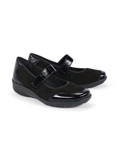 Hallux-Klettballerina Extra-Weite Schwarz