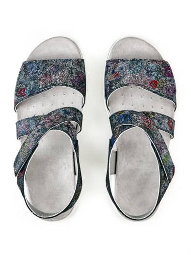 Sandale Soft-Rollsohle Schwarz-Bunt