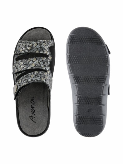 Hallux-Klett-Pantolette Superweich Grau-Silber