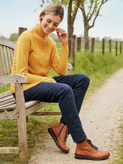 Hallux-Stiefelette Luftpolster Cognac