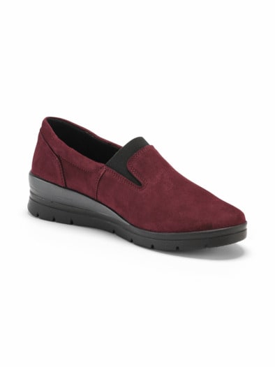 Hallux-Slipper Keilabsatz Weinrot