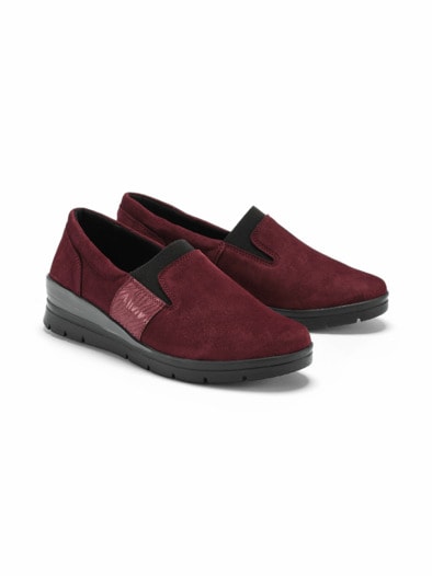 Hallux-Slipper Keilabsatz Weinrot