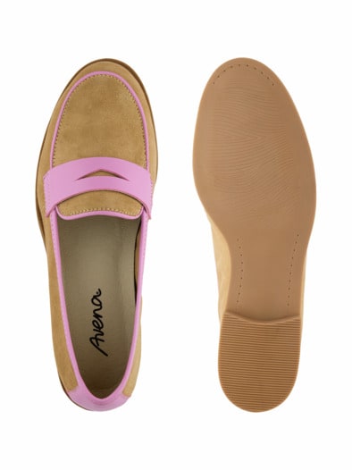 Hallux Edelkomfort-Loafer Cognac-Rosa