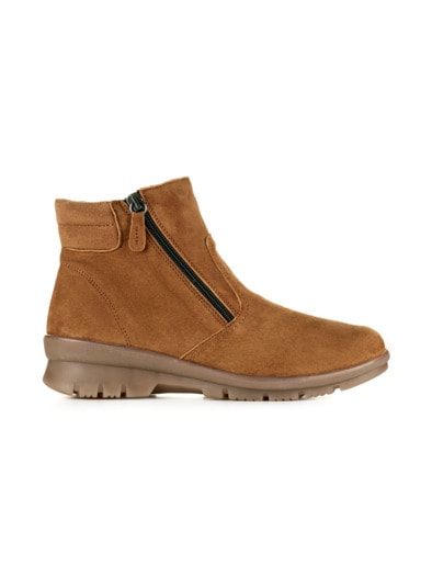 Hallux-Reißverschluss-Bootie Cognac
