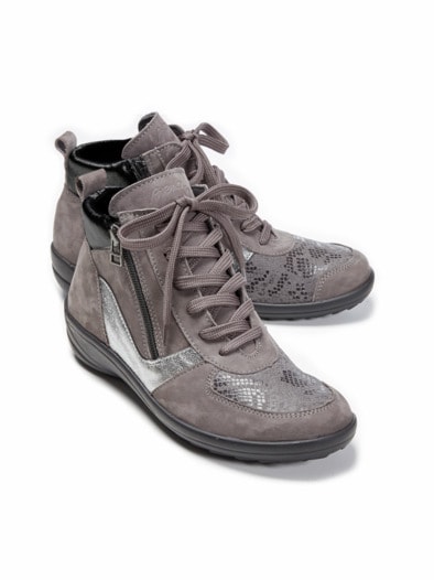 Hallux-Schnürbootie Thermo Grau Metallic