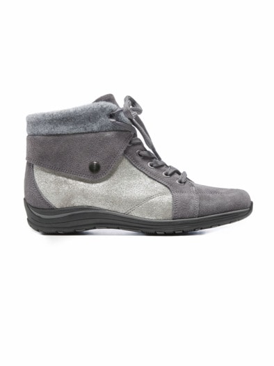 Reißverschluss-Bootie Extrawarm Grau metallic