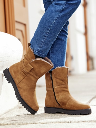 Hallux-Bootie Lammfell Cognac