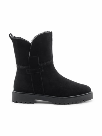 Hallux-Bootie Lammfell Schwarz