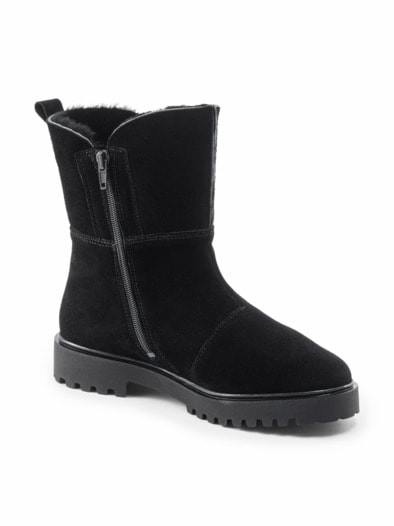 Hallux-Bootie Lammfell Schwarz