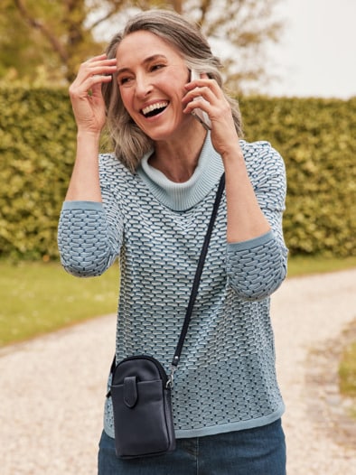 Leder-Handytasche Dunkelblau