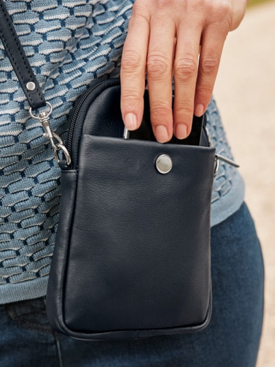 Leder-Handytasche Dunkelblau