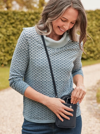 Leder-Handytasche Dunkelblau