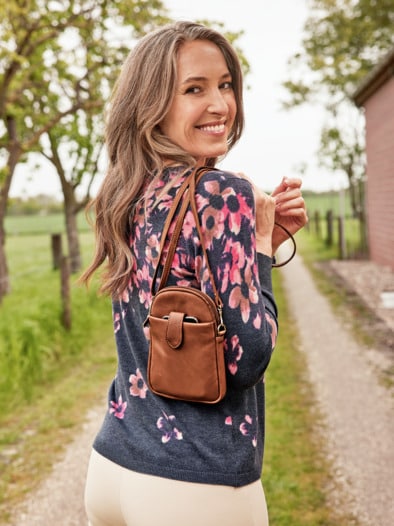 Leder-Handytasche Cognac