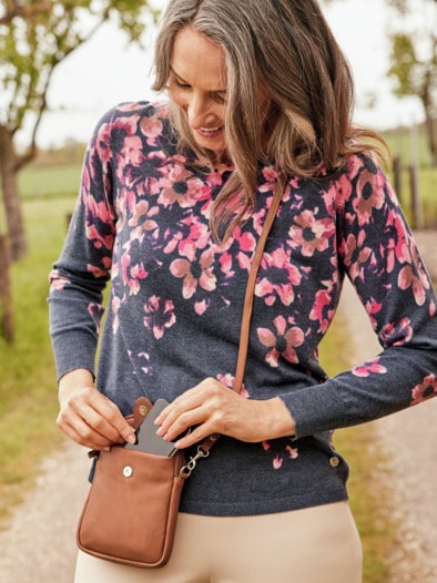 Leder-Handytasche Cognac