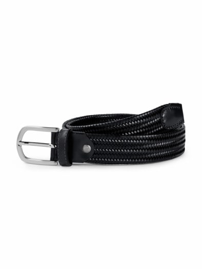 Flechtleder-Dehngürtel Marine