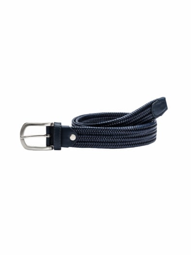 Flechtleder-Dehngürtel Marine