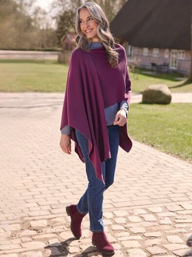 Strick Cape gerippt Beere