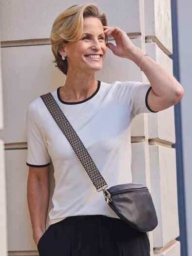 Cross-Body-Bag Leder Schwarz