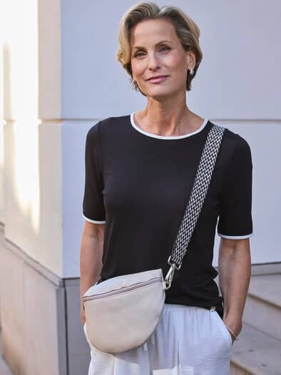 Cross-Body-Bag Leder Beige/Taupe