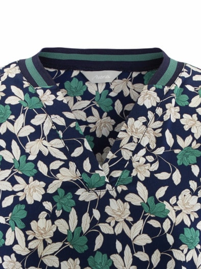 Stretch-Bluse Viskose Marine