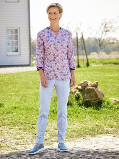 Stretch-Bluse Viskose Flieder