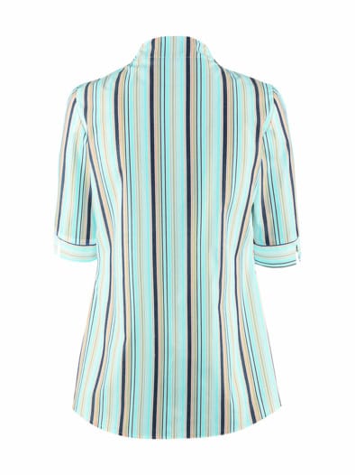 Kelchkragen-Bluse Blau-Multi