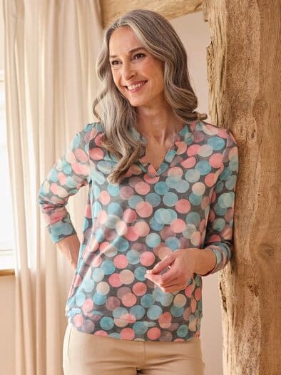 Jersey Blusenshirt Aquarell Multicolor