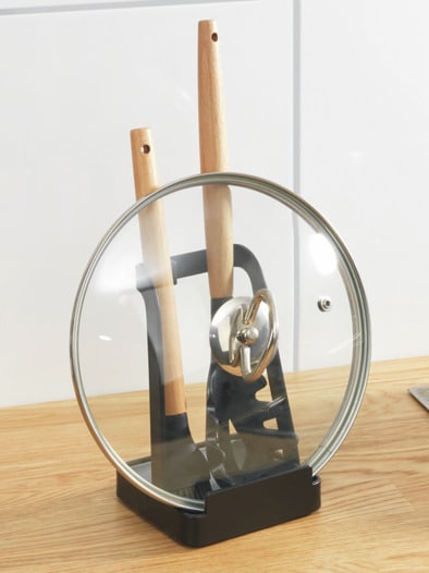 3in1 Buch-/Topfdeckel- & Kochlöffelständer Schwarz