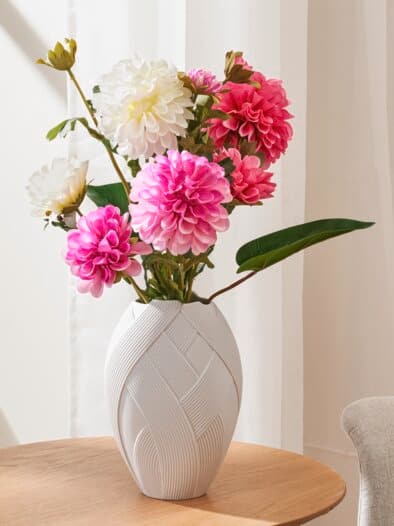 Seidenblumenstrauß Dahlien Pink-Weiß