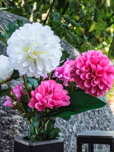 Seidenblumenstrauß Dahlien Pink-Weiß