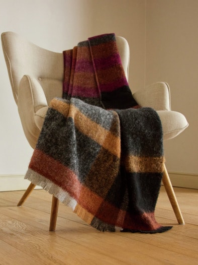 Biederlack Kuschelplaid Mohairlook Orange