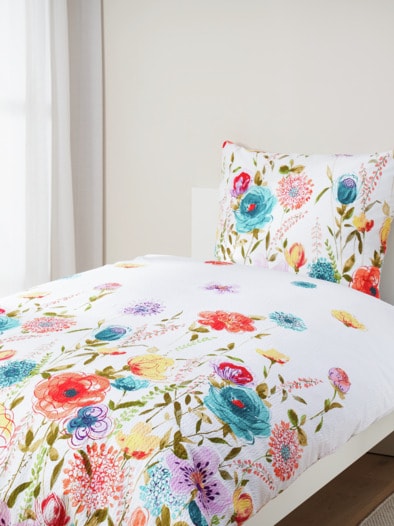 Seersucker-Bettwäsche-Set Blumen Multicolor