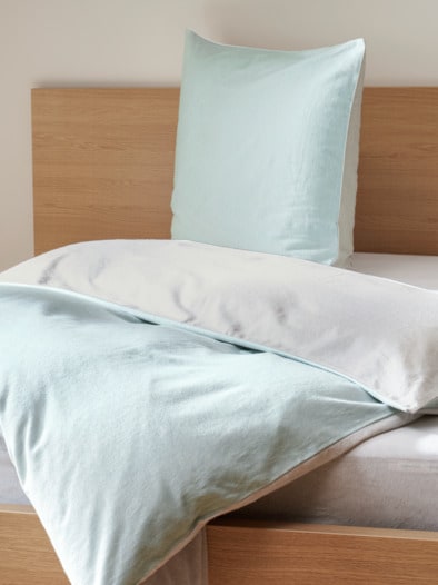 Thermo-Flanell-Wende-Bettwäsche-Set Helltürkis-Kitt