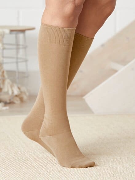 Bio-Baumwoll-Kniestrumpf 2 Paar Beige