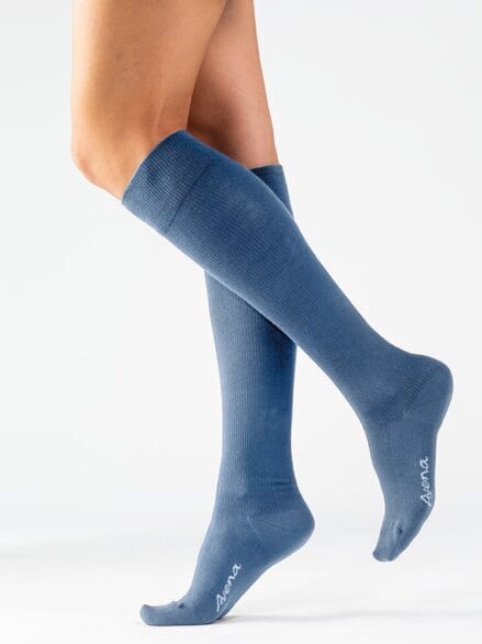 Baumwoll-Kniestrumpf 2 Paar Jeansblau