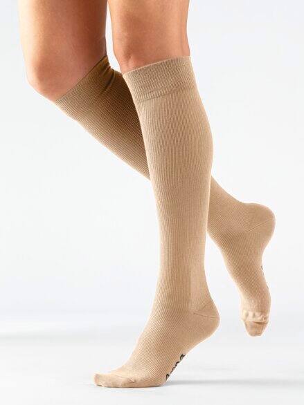 Baumwoll-Kniestrumpf 2 Paar Beige