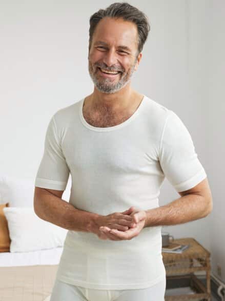 Baumwoll-Angora-Unterhemd Wollweiß Baumwoll-Angora-Unterhemd Wollweiß