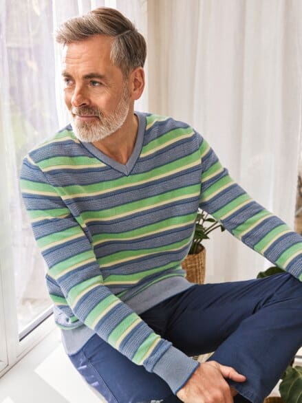 Baumwoll-Pullover Pima Cotton Marine gestr.