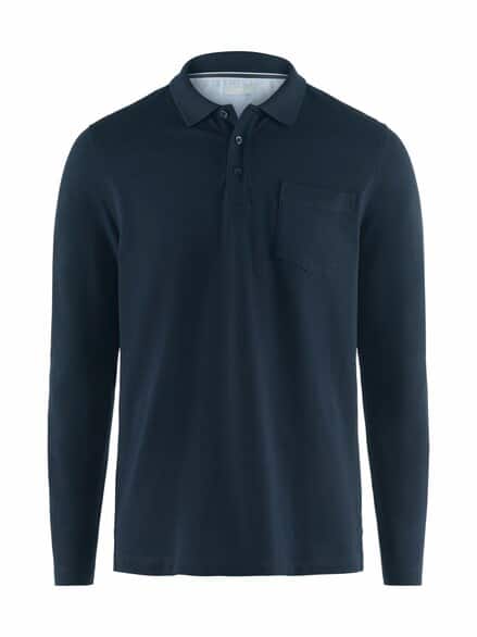 Langarm Polo Pima Cotton Marine