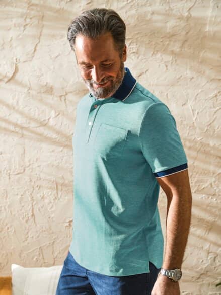 Extrafrisch-Poloshirt Lagune meliert Extrafrisch-Poloshirt Lagune meliert
