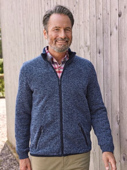 Strickfleecejacke Winterwarm Marine meliert Strickfleecejacke Winterwarm Marine meliert