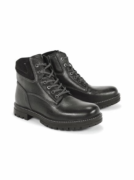 RV-Schnür Bootie Lammfell Schwarz